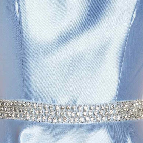 MAC DUGGAL 55237H JEWELED WAIST SATIN TWULL POWDER BLUE EVENING GOWN sz 6 - Picture 7 of 11